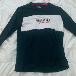 Hollister dark blue and white long sleeve shirt